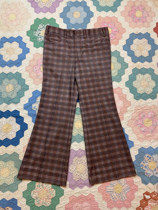 1960s Flared Plaid Trousers