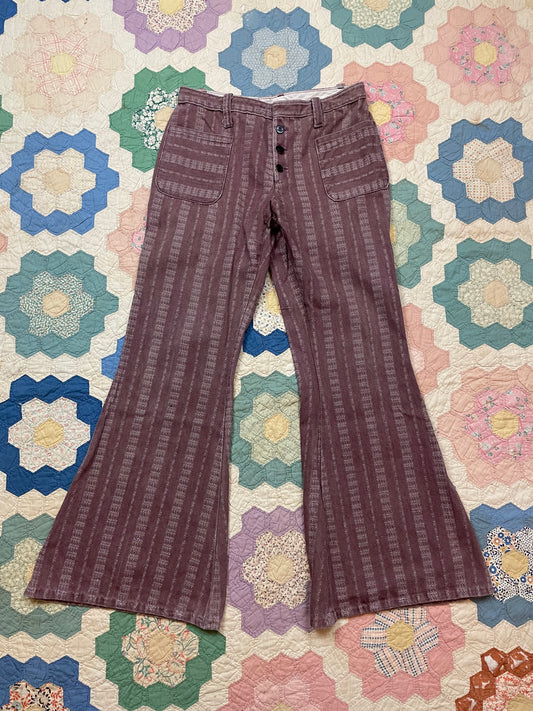 1970s Striped Paisley Seafarer Bell Bottoms